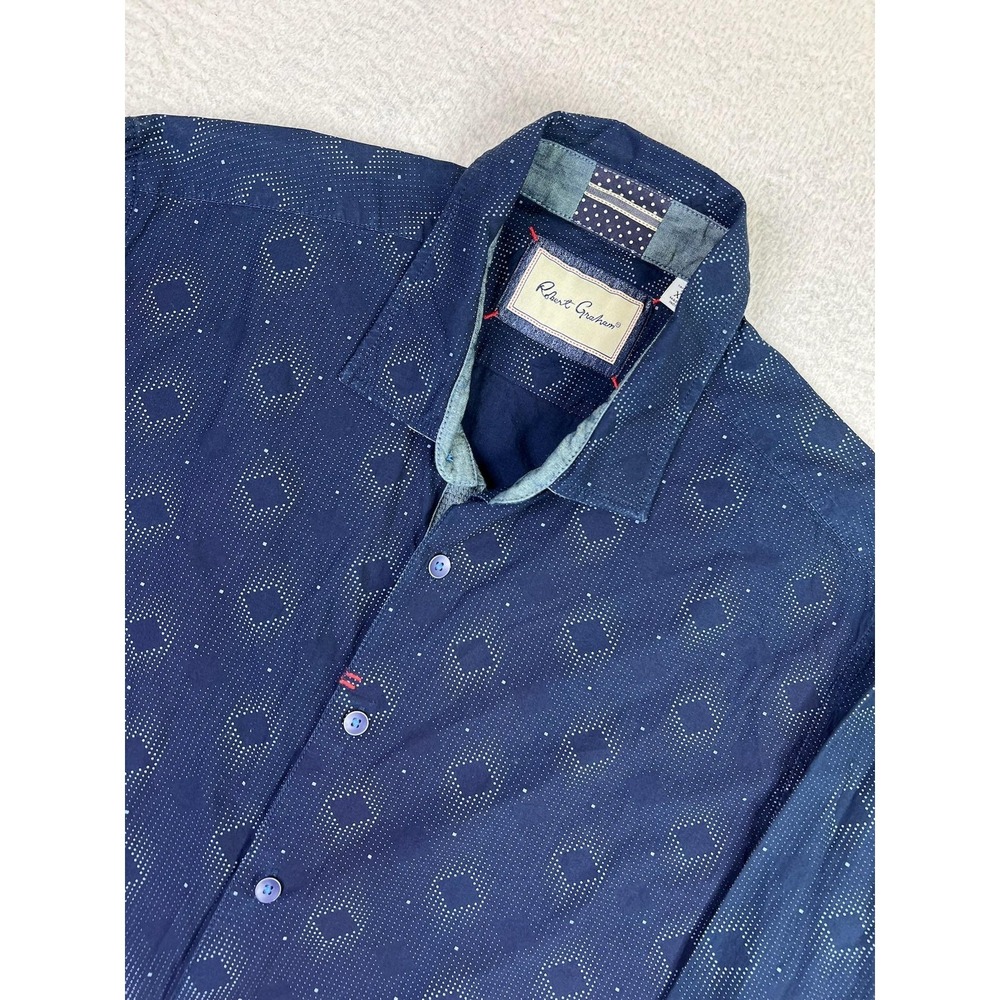 Robert Graham Navy Geometric Dot-Print Button-Down Shirt